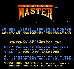 Treasure Master title screen for NES